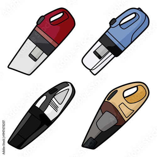 four portable vacuum cleaner vectors