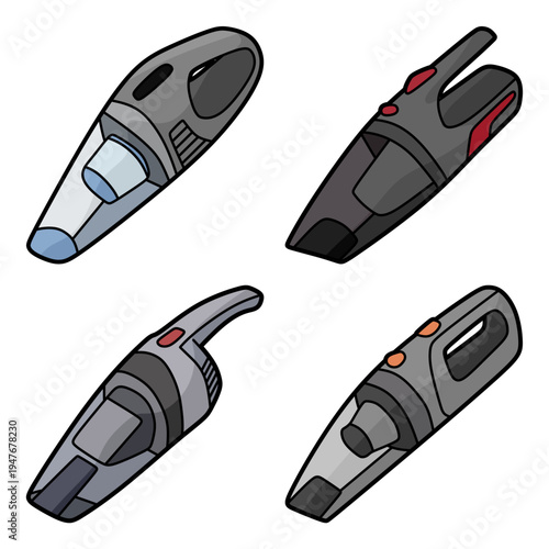 four simple colored vacuum cleaner images