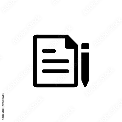 Business document with pencil symbol showing content creation and editing Vector illustration