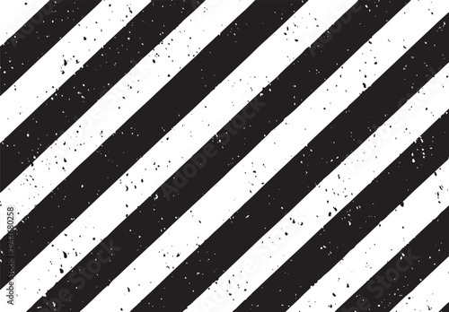 Black and white diagonal stripes with a distressed grunge texture overlay