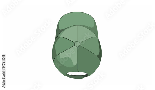 Classic green baseball cap vector headwear design with adjustable strap isolated on white