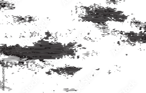 Black and white horizontal line pattern with distressed ink blot texture
