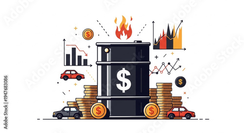 Oil Barrel with Dollar Sign.