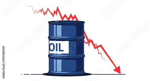 Oil Barrel with Falling Graph.