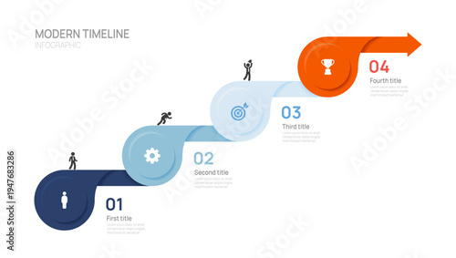 Infographics circle label arrow symbol timeline business 4 step to success template.