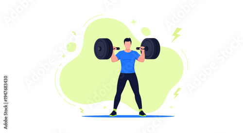 Strong man lifting heavy gym barbell for a healthy body and fit muscle strength training session