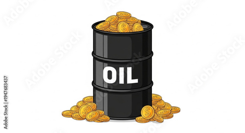 Oil Barrel with Golden Grains.