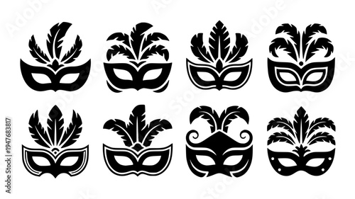 Brazilian Carnival Mask Silhouette Collection