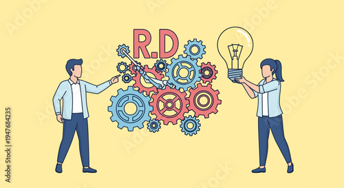 Team Work Idea Gear Bulb R D Plan Grow Fast Biz Tech New Way Aim High