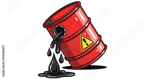 Oil Barrel Leaking Black Liquid.