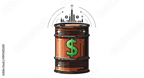 Oil Barrel with Dollar Sign.