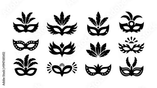 Brazilian Carnival Mask Silhouette Collection