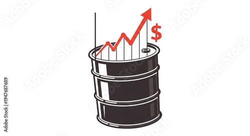 Oil Barrel with Growing Chart.