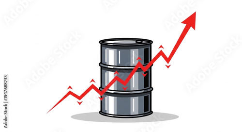 Oil Barrel with Rising Graph.