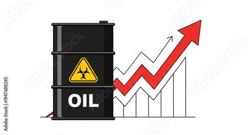 Oil Barrel with Rising Graph.