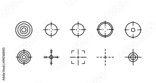 A set of vector graphic target icons in a minimalist flat design style