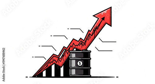Oil Barrel with Rising Graph.
