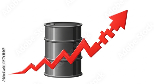 Oil Barrel with Rising Graph.