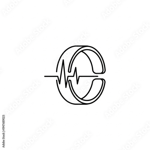 Stylized Letter EKG Heartbeat Symbol.