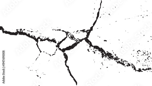 Black and white cracked surface texture with jagged lines and distressed grunge pattern