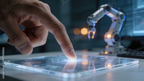 Workflow Orchestration - A visually striking image blending data and process themes with cinematic lighting and minimalist design, evoking subtle interaction through touch.
