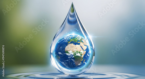 Earth encapsulated in a water droplet