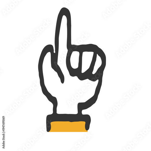 Pointing up - Index finger sign, Hand-drawn icon　上を指す人差し指の手の手書きアイコン