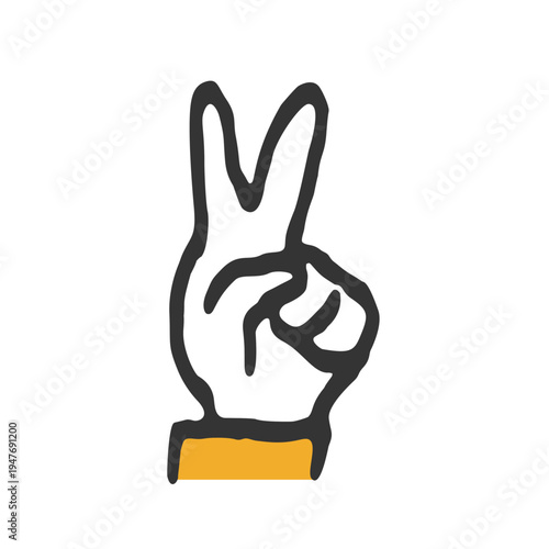 Rock Paper Scissors - Scissors sign, Hand-drawn icon　じゃんけんのチョキの手書きアイコン