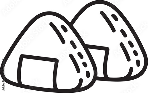 resh delicious Two onigiri. Fast food Japan noodle cafe shop logotype template concept. one line art icon drawing vector