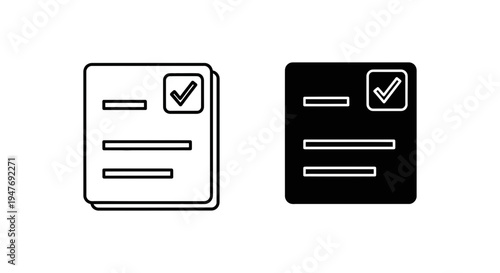 Black and white line icons of checklist documents