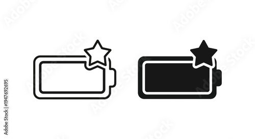 Battery icons with star ratings in black and white for power and energy concepts