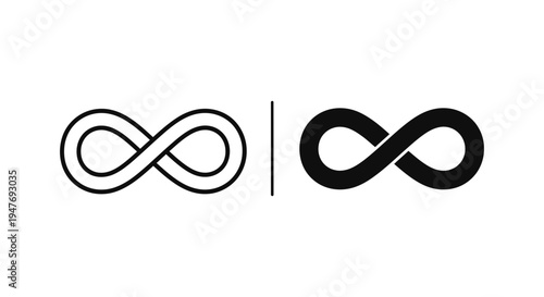 Black infinity symbols with a vertical line on isolated for design and mathematical concepts