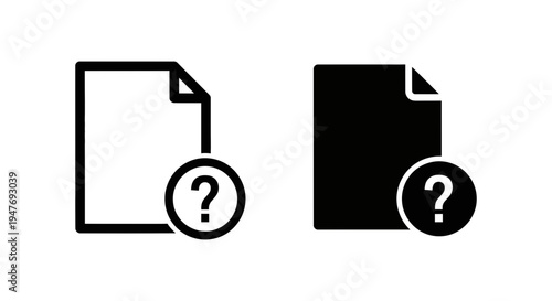 Black and white document icons with question marks