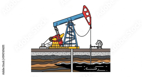 Oil Pump Jack Illustration.