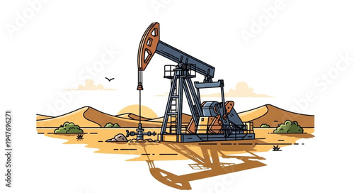 Oil Pump Jack in Desert.