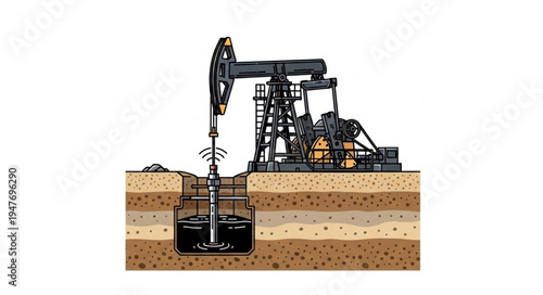 Oil Pump Jack in Desert.