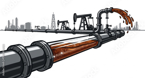 Oil Pipeline Industrial Cityscape Background.