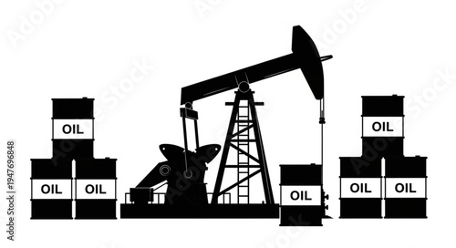 Oil Pump Jack and Barrels.