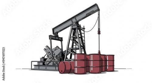 Oil Pump Jack and Containers.