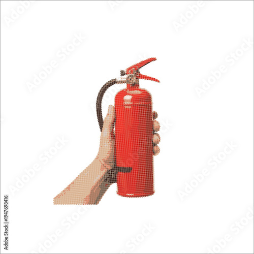 Hand Holding Red Fire Extinguisher Safety Equipment