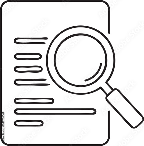 An isolated vector magnifying glass icon featuring a clear optical lens tool for search, zoom, and magnification finds and enlarges objects in this white background illustration symbol