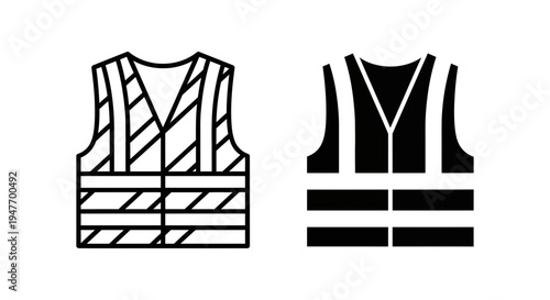 Two safety vests in black and white for construction workers