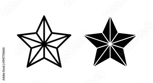 Two black star shapes with white lines on a pure