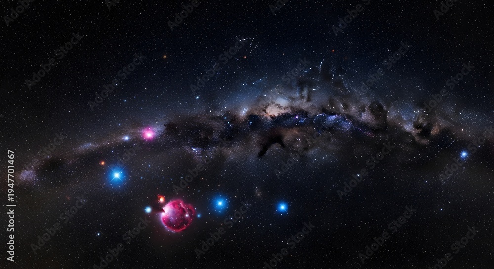 Obraz premium Vibrant Milky Way Galaxy with Stars Nebulae and Cosmic Dust in Deep Space