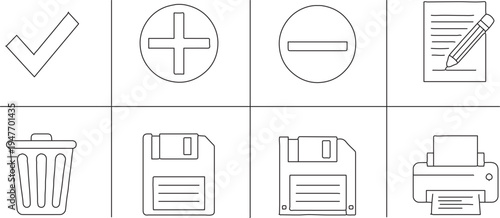 Vector illustration of a business office stationery set featuring glossy 3d black and white paper clips as web design elements for internet documents