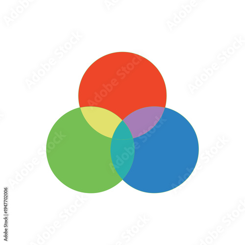 RGB additive color mix icon primary light theory vector