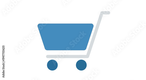 Simple blue shopping cart icon on a plain white background