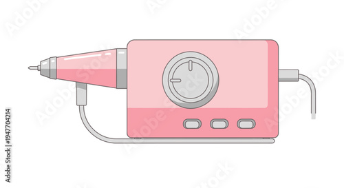 A pink rotary tool with a slender neck and power cord illustrated