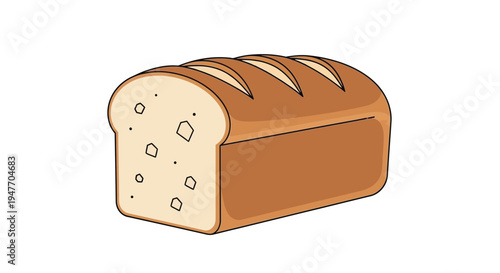 Cartoon illustration of a sliced loaf of golden brown bread