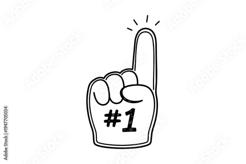 Number One Fan Foam Finger Hand Gesture Sketch Design